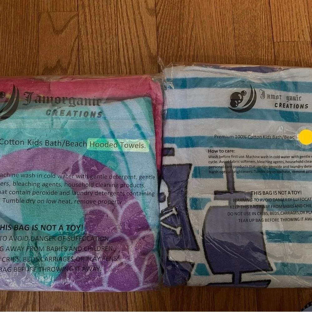 Mermaid Hooded Towel for Kids - Pink and Blue